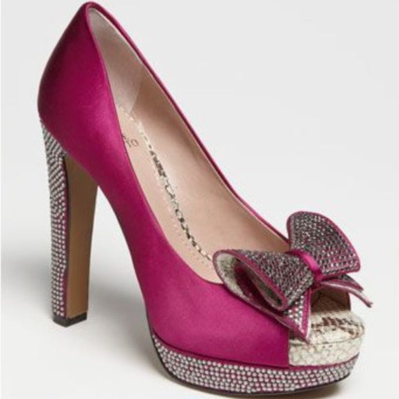 Vince Camuto Magenta rhinestone bow platform heels - Picture 1 of 14